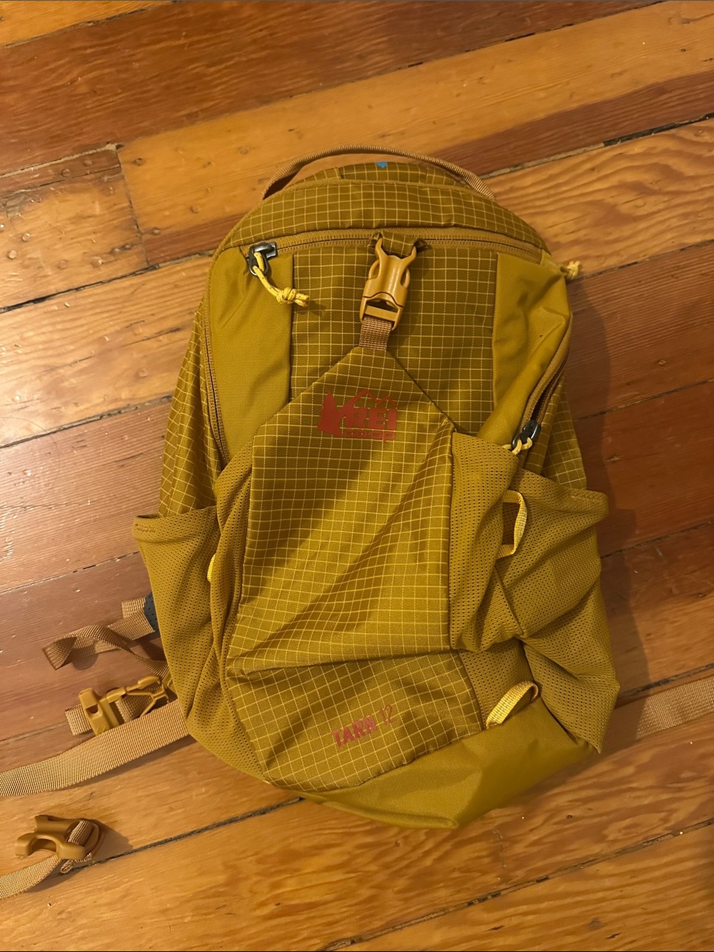 REI Kids Mustard Yellow Grid-Pattern Backpack